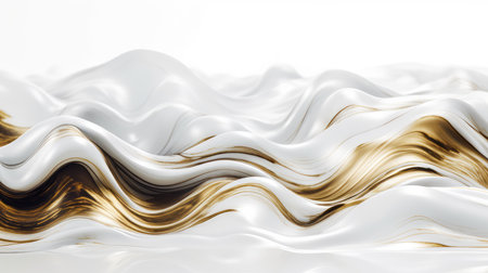 Abstract white golden liquid wavy background. Generative AI designの素材