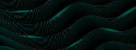 Green minimal wavy lines abstract futuristic tech background. Vector digital art banner designのイラスト素材