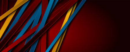 Red, blue and orange stripes abstract geometric tech background. Corporate vector banner designのイラスト素材