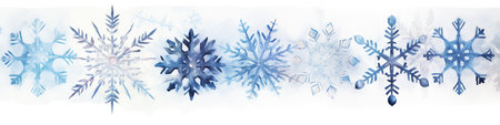Watercolor painted winter snowflakes banner. Generative AI designの素材
