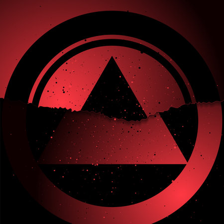 Red black concept abstract background with triangle, circles and dots. Vector geometric designのイラスト素材