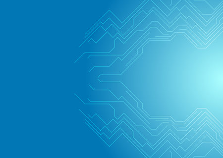 Minimal abstract technology geometric background. Bright blue circuit board lines vector designのイラスト素材