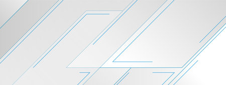 Gray geometric tech abstract background with blue lines. Vector banner designのイラスト素材