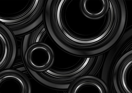 Black and gray metallic circles abstract tech geometric linear background. vector designのイラスト素材
