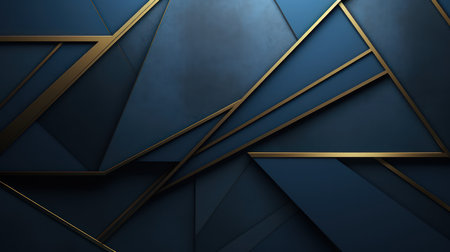 Dark blue and golden geometric low poly background. Generative AI designの素材