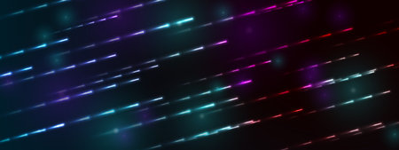 Neon glowing futuristic lines abstract tech background. Vector geometric designのイラスト素材