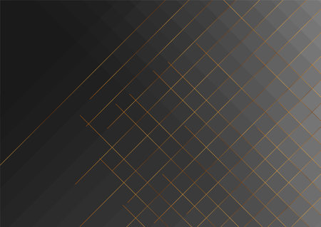 Tech abstract geometric background with golden linear grid. Vector designのイラスト素材