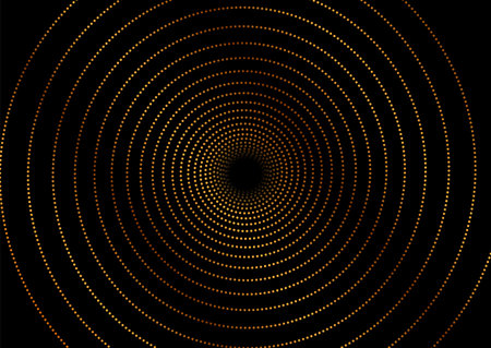Golden dotted linear spiral shape abstract geometric background. Vector designのイラスト素材