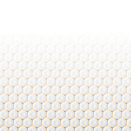 White and golden hexagons abstract geometric background. Vector designのイラスト素材