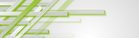 Green and gray minimal stripes abstract banner design. Geometric tech background. Vector illustrationのイラスト素材