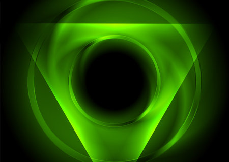 Hi-tech abstract futuristic background with glowing triangle and circle. Vector designのイラスト素材