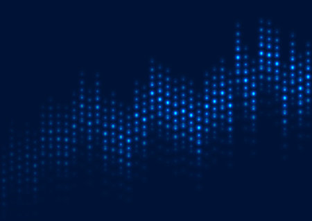 Abstract blue neon growing financial graph chart background. Vector dotted lines tech designのイラスト素材