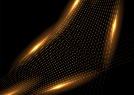 Orange glowing minimal lines abstract futuristic tech background. Vector digital art designのイラスト素材