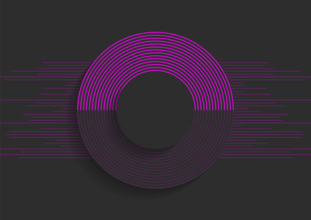 Black violet circles and lines concept abstract tech background. Minimal vector designのイラスト素材