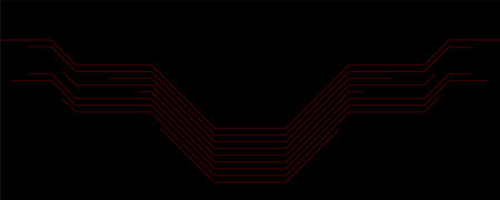 Red minimal tech lines abstract futuristic background. Vector digital art banner design