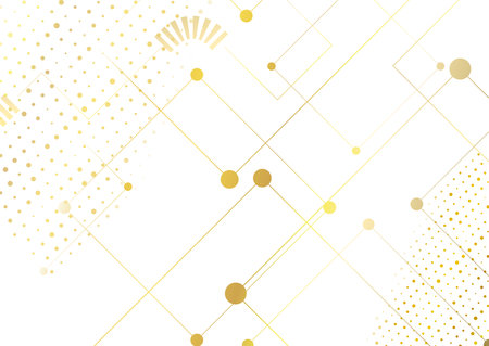 Abstract golden tech circuit board lines drawing graphic design. Futuristic computer chip background. Vector illustrationのイラスト素材