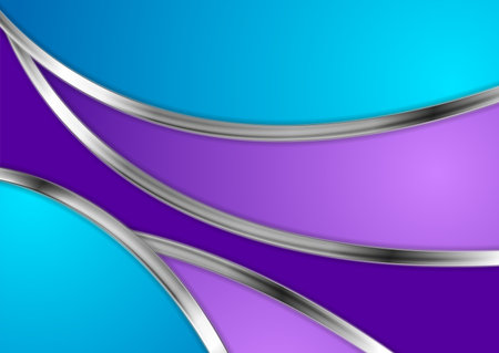 Bright blue violet abstract background with metallic waves. Vector designのイラスト素材