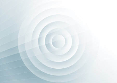 Blue white abstract minimal background with glossy circles and stripes. Geometric vector designのイラスト素材