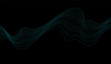 Sci-fi abstract minimal background with blue dotted curved wavy lines. Technology futuristic vector designのイラスト素材