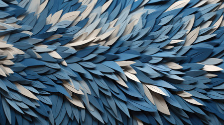 Abstract blue and white feathers. Generative AI designの素材