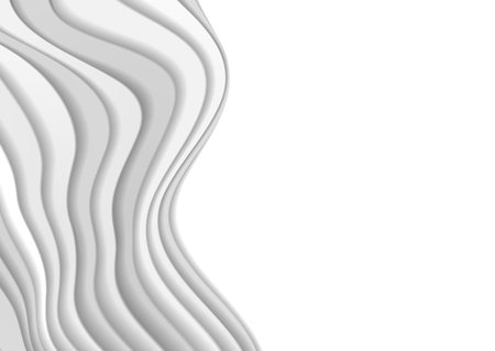 Gray smooth refracted curved waves abstract background. Vector designのイラスト素材
