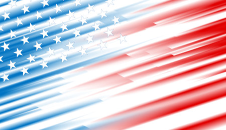 USA colors, stars and smooth stripes abstract concept design. Independence Day modern vector background. Corporate art american flagのイラスト素材