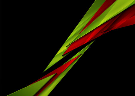 Bright red green glossy stripes abstract corporate background. Vector designのイラスト素材