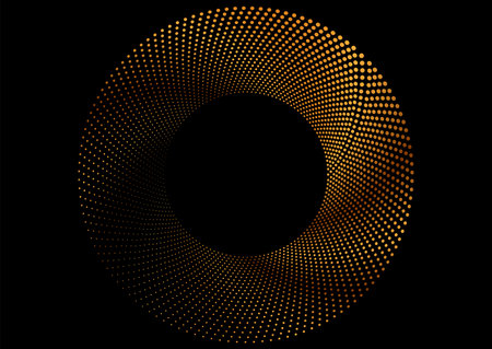 Golden dotted linear circle shape abstract geometric background. Vector designのイラスト素材
