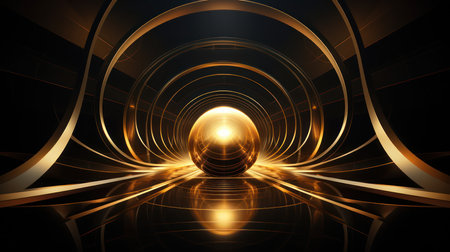 Golden glossy art abstract background. Generative AI designの素材