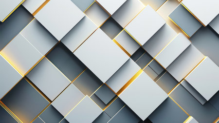 Light blue and golden squares tech background. Generative AI designの素材
