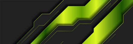 Bright green and black glossy abstract geometric tech background. Vector designのイラスト素材