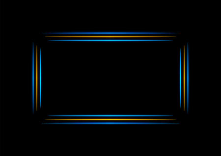 Abstract blue orange neon rectangle frame abstract background. Vector designのイラスト素材