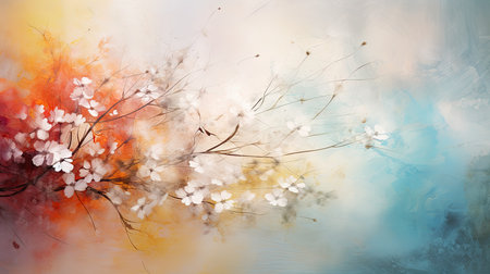Flowers bloom at the end of winter, watercolor drawing. Generative AI designの素材