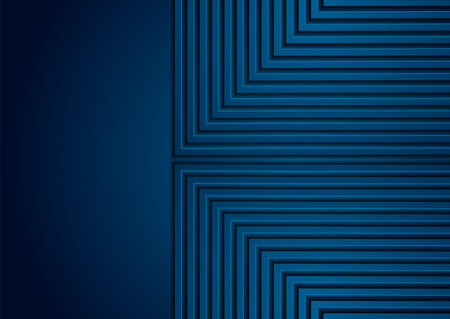 Dark blue technology paper stripes abstract background. Vector geometrical pattern designのイラスト素材