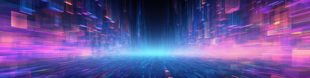 Glowing motion futuristic hi-tech sci-fi abstract background. Generative AI designの素材