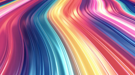 Colorful curved wavy geometric stripes. Generative AI designの素材