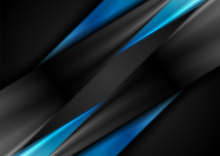 Black and blue glossy stripes abstract corporate background. Vector designのイラスト素材
