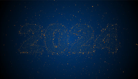 2024 golden New Year shiny sparkling particles abstract background. Vector designのイラスト素材