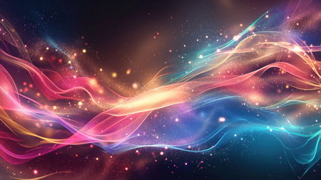 Colorful glowing neon waves abstract background. Generative AI designの素材