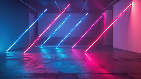Laser lines neon modern futuristic interior. Generative AI designの素材