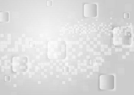 Abstract gray tech geometric glossy squares background. Vector digital designのイラスト素材