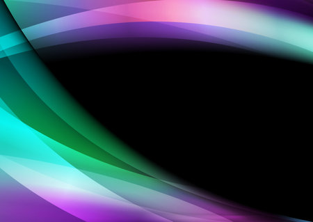 Green and violet smooth glossy waves abstract elegant background. Vector designのイラスト素材