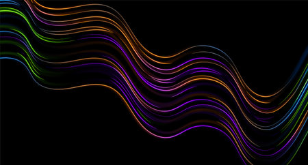 Colorful neon laser wavy lines abstract background. Technology vector design