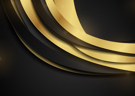Luxury golden and black waves geometric abstract background. Vector retro designのイラスト素材