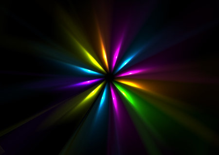 Colorful neon laser rays abstract glowing background. Technology vector designのイラスト素材