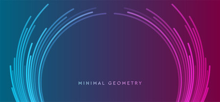 Glow neon blue purple minimal curved lines abstract tech background. Geometric vector designのイラスト素材