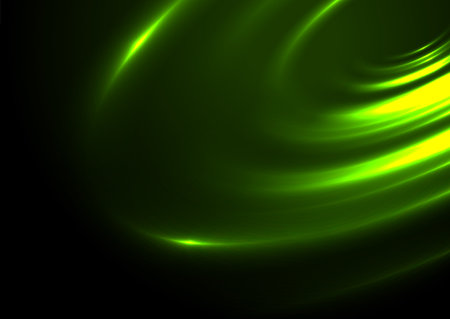 Green neon glowing glossy circles abstract background. Vector futuristic designのイラスト素材