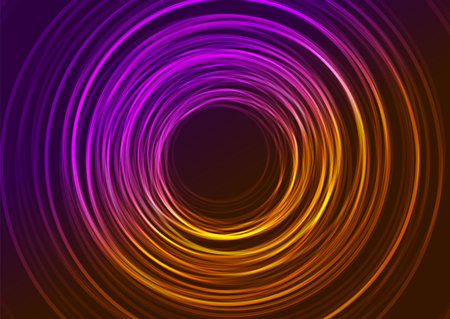 Violet orange minimal round lines abstract futuristic tech background. Vector geometric glowing designのイラスト素材
