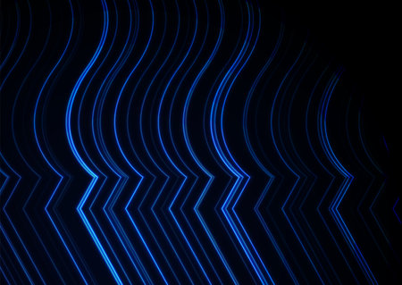 Blue neon glowing curved lines abstract futuristic background. Technology vector designのイラスト素材