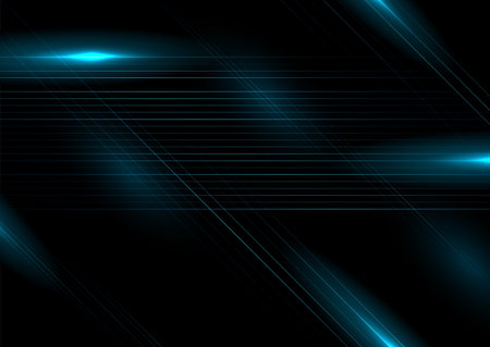 Blue glowing minimal lines abstract futuristic tech background. Vector digital art designのイラスト素材